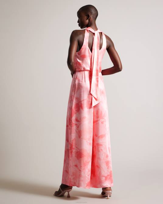 Ted Baker mujer 2ZFP180 ropa tinslee mono largo con pernera ancha y cuello halter coral