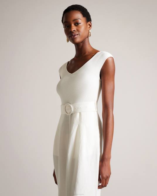 Ted Baker mujer 2ZFP189 ropa tabbiaa mono largo con pernera ancha y corpiño de punto blanco