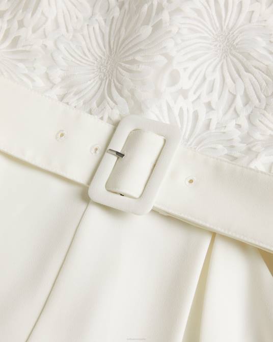 Ted Baker mujer 2ZFP219 ropa mono corto sin mangas con cinturón finliee blanco
