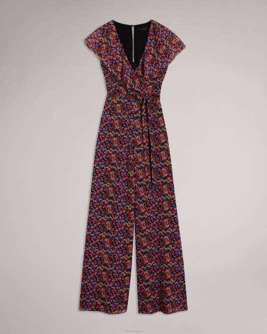 Ted Baker mujer 2ZFP221 ropa mono largo de pernera ancha con volantes en la parte delantera Surya negro