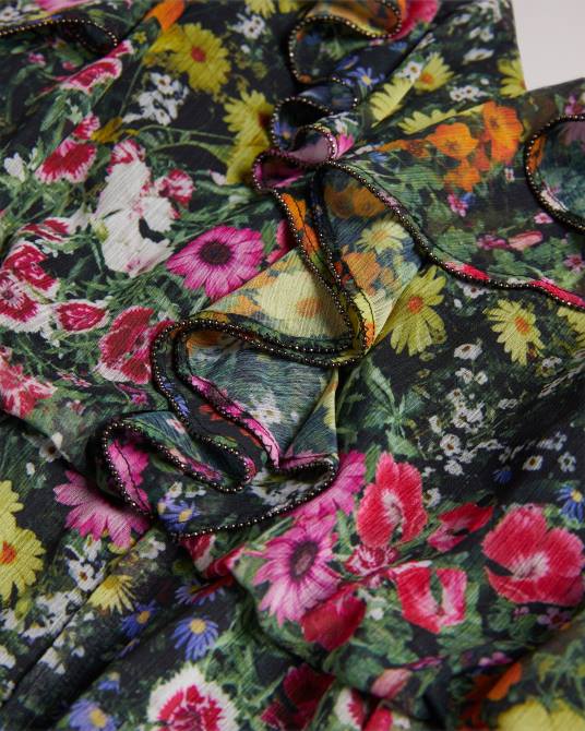 Ted Baker mujer 2ZFP227 ropa Priyahh mono corto con hombros descubiertos y volantes negro