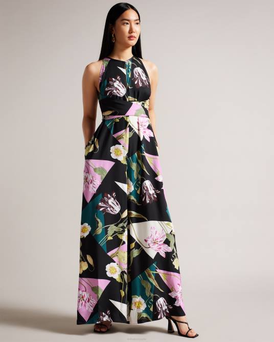 Ted Baker mujer 2ZFP314 ropa mono maudee con estampado floral y cuello halter negro