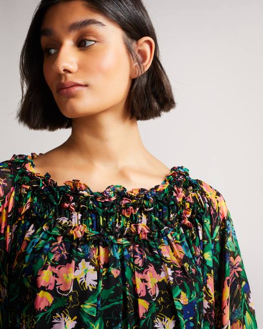 Ted Baker mujer 2ZFP618 ropa mono corto verine con manga de blusón exagerada negro