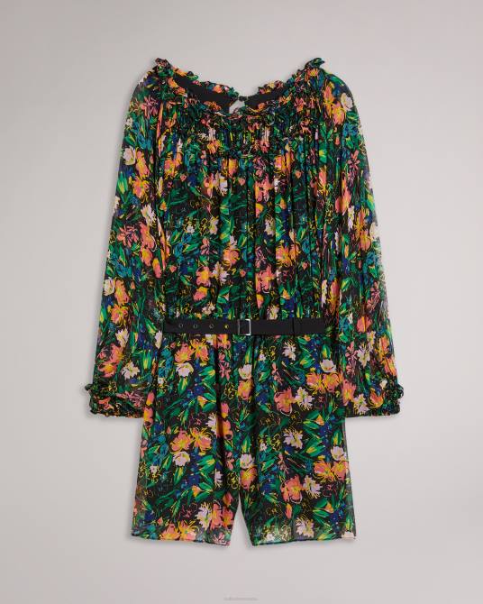 Ted Baker mujer 2ZFP618 ropa mono corto verine con manga de blusón exagerada negro