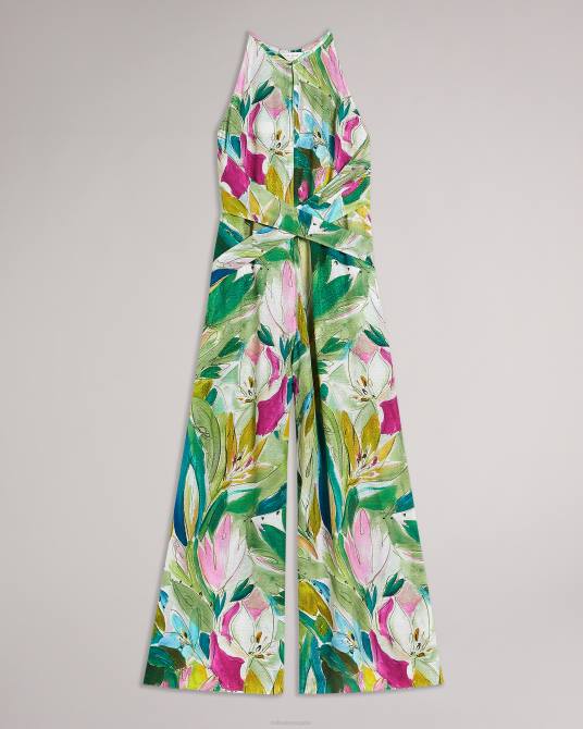 Ted Baker mujer 2ZFP9 ropa Mono con cuello halter y detalle de corpiño cruzado verde