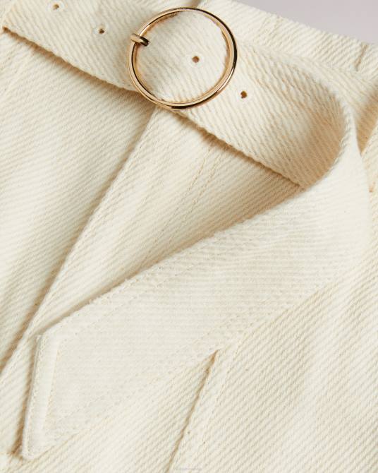 Ted Baker mujer 2ZFP300 ropa shorts índigow de talle alto con cinturón Marfil