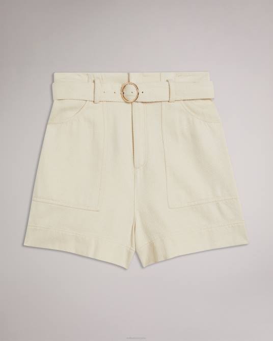 Ted Baker mujer 2ZFP300 ropa shorts índigow de talle alto con cinturón Marfil