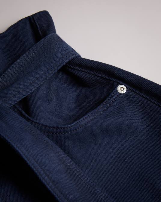 Ted Baker mujer 2ZFP352 ropa Danikii shorts de mezclilla con lazo y talle alto azul oscuro