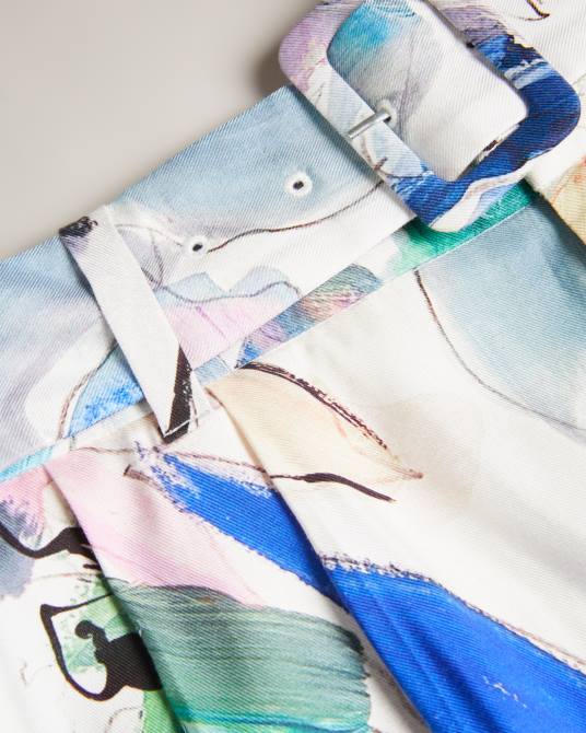 Ted Baker mujer 2ZFP439 ropa pantalones cortos de sastre con estampado abstracto tarinah blanco