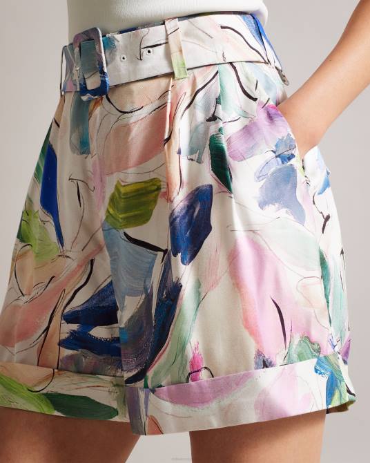 Ted Baker mujer 2ZFP439 ropa pantalones cortos de sastre con estampado abstracto tarinah blanco