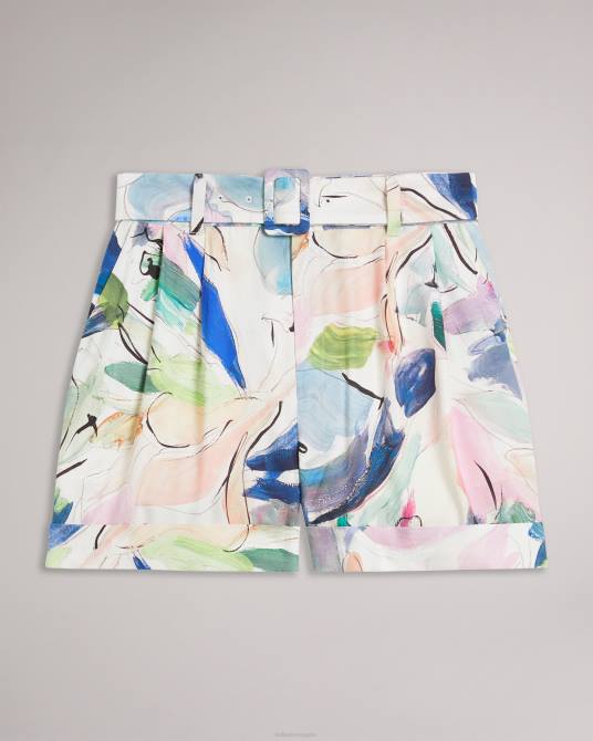 Ted Baker mujer 2ZFP439 ropa pantalones cortos de sastre con estampado abstracto tarinah blanco