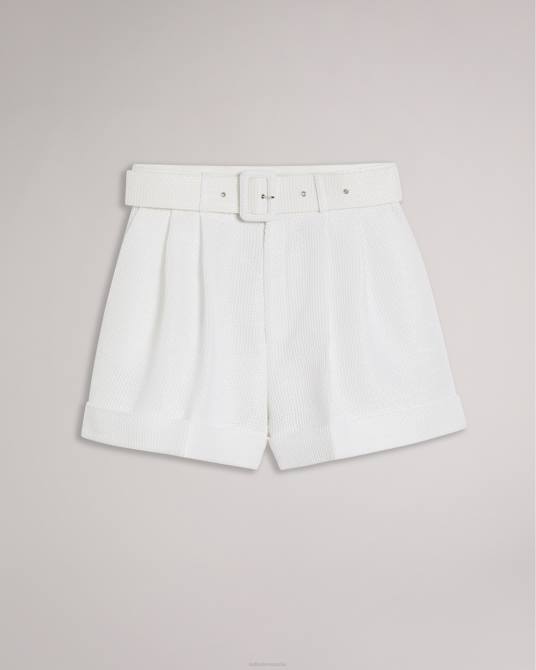 Ted Baker mujer 2ZFP483 ropa pantalones cortos de sastre tirsa con cinturón ancho blanco