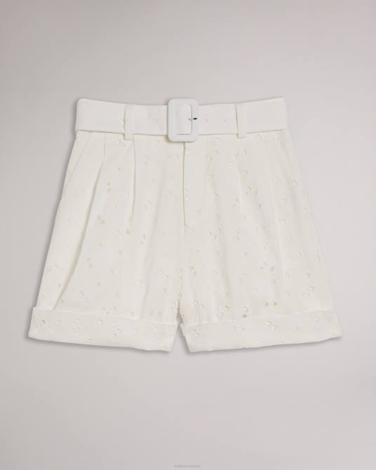 Ted Baker mujer 2ZFP566 ropa pantalones cortos de sastre Suzet con cinturón blanco