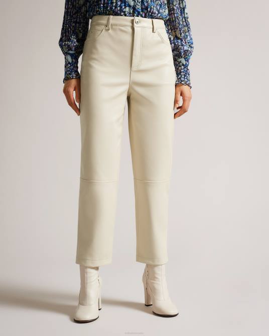 Ted Baker mujer 2ZFP119 ropa pantalones a cuadros de pernera recta de piel sintética natural