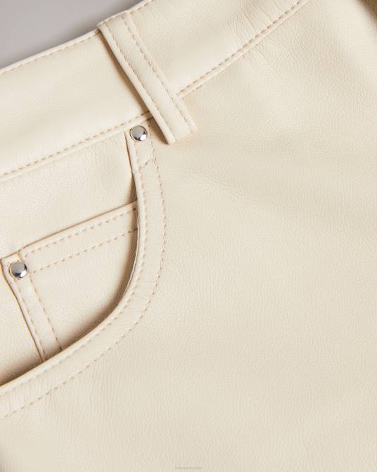 Ted Baker mujer 2ZFP119 ropa pantalones a cuadros de pernera recta de piel sintética natural