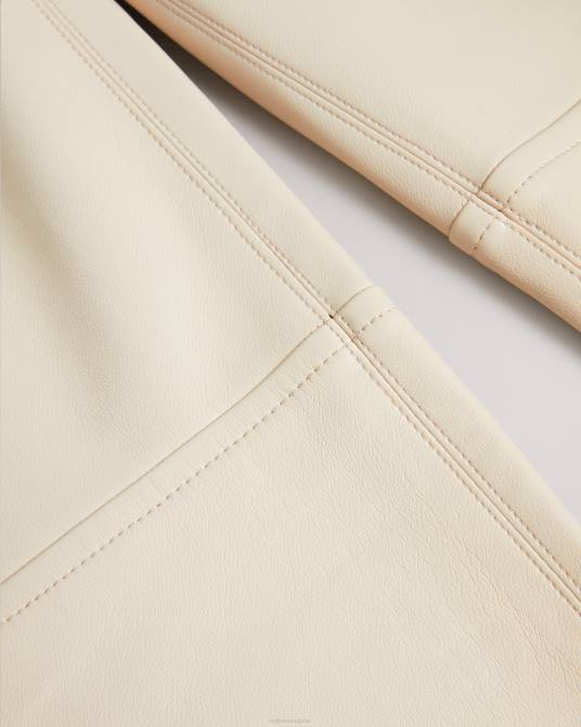 Ted Baker mujer 2ZFP119 ropa pantalones a cuadros de pernera recta de piel sintética natural