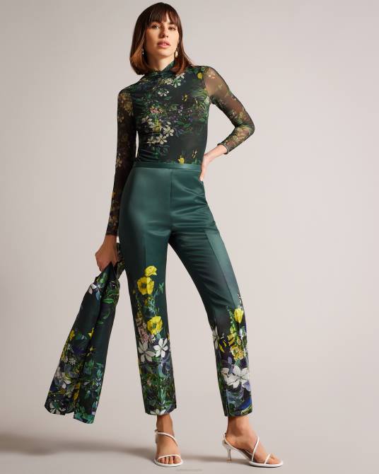 Ted Baker mujer 2ZFP286 ropa pantalones botánicos capri de talle alto aikaat verde oscuro