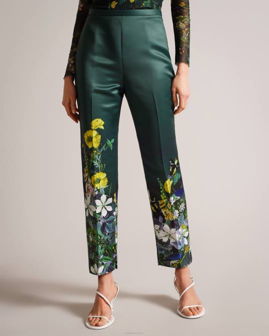 Ted Baker mujer 2ZFP286 ropa pantalones botánicos capri de talle alto aikaat verde oscuro