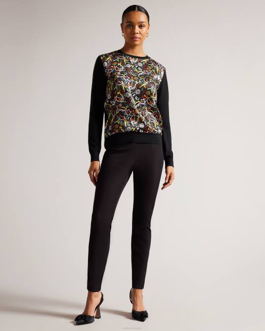 Ted Baker mujer 2ZFP297 ropa pantalones liroi de talle alto con botones de imitación negro