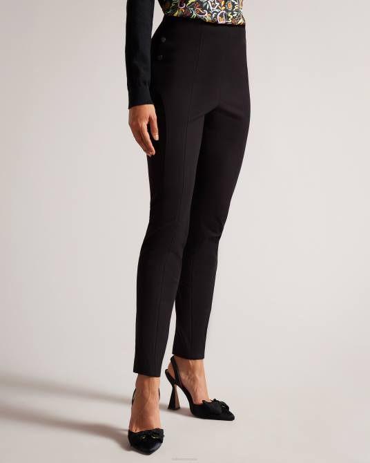 Ted Baker mujer 2ZFP297 ropa pantalones liroi de talle alto con botones de imitación negro
