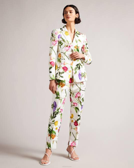 Ted Baker mujer 2ZFP320 ropa pantalones tapered con estampado floral ziaaht blanco