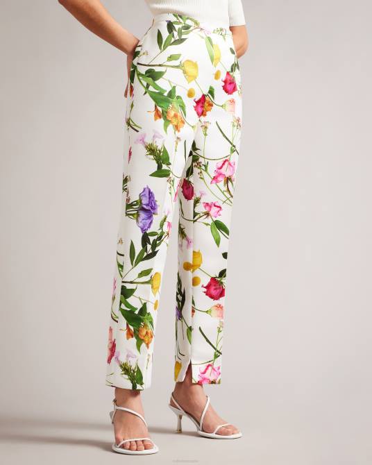 Ted Baker mujer 2ZFP320 ropa pantalones tapered con estampado floral ziaaht blanco