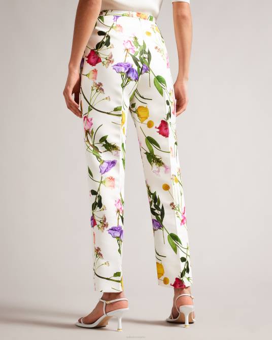 Ted Baker mujer 2ZFP320 ropa pantalones tapered con estampado floral ziaaht blanco