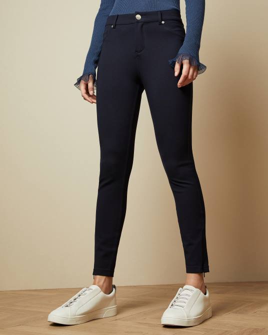 Ted Baker mujer 2ZFP331 ropa jeggings ponti ajustados con cremallera en los puños strenti azul oscuro