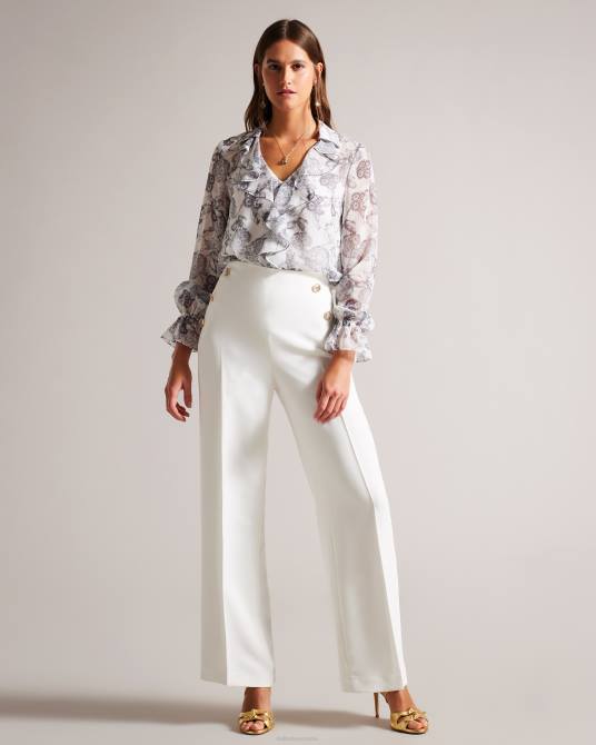Ted Baker mujer 2ZFP332 ropa pantalones anchos con botones en relieve llaylat blanco