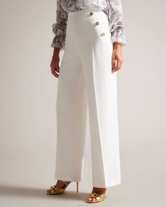Ted Baker mujer 2ZFP332 ropa pantalones anchos con botones en relieve llaylat blanco