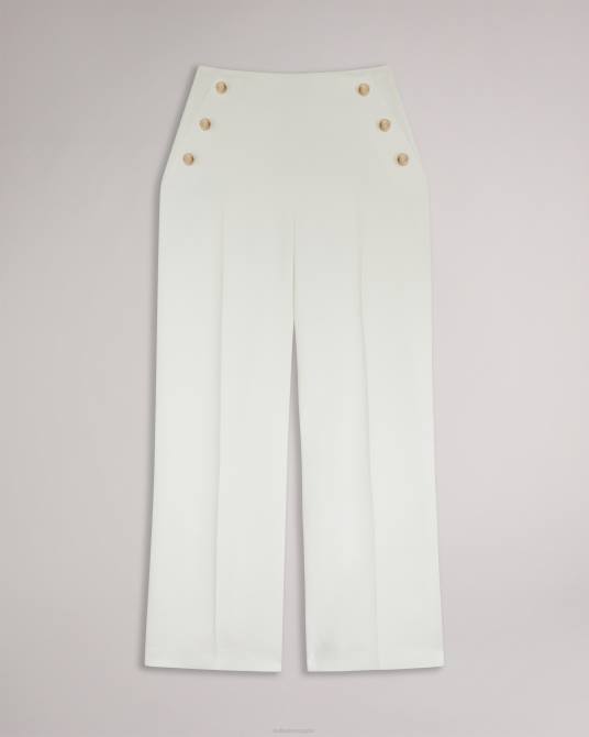 Ted Baker mujer 2ZFP332 ropa pantalones anchos con botones en relieve llaylat blanco