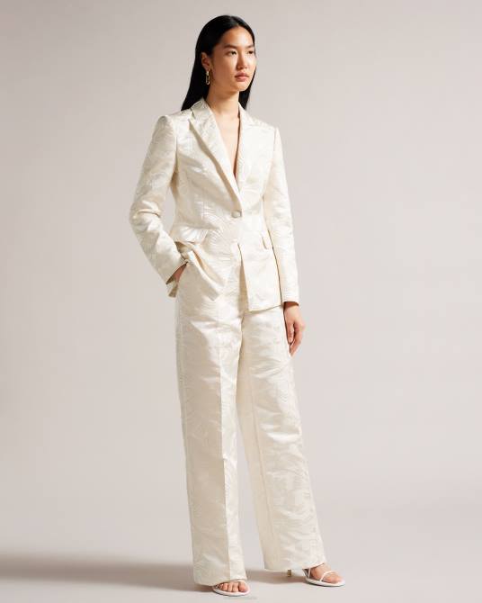 Ted Baker mujer 2ZFP365 ropa pantalones majiat de pernera ancha en jacquard natural