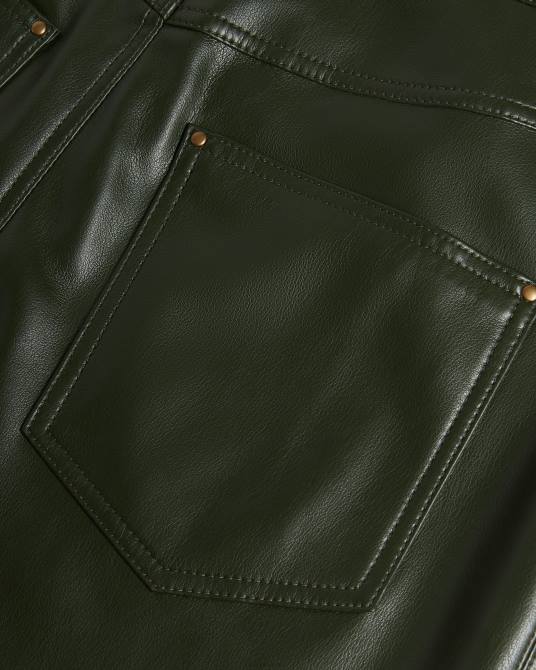 Ted Baker mujer 2ZFP44 ropa pantalones a cuadros de pernera recta de piel sintética caqui