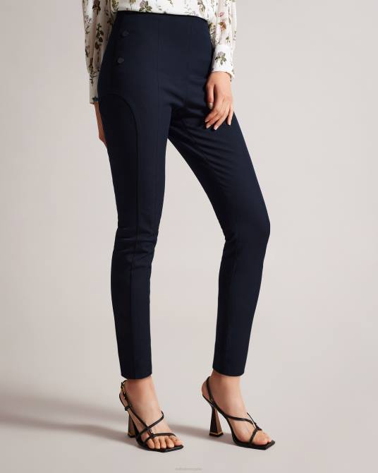 Ted Baker mujer 2ZFP478 ropa pantalones liroi de talle alto con botones de imitación Armada
