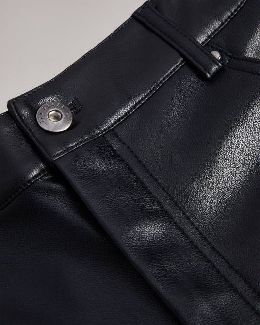 Ted Baker mujer 2ZFP85 ropa pantalones a cuadros de pernera recta de piel sintética negro