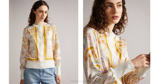 Ted Baker mujer 2ZFP510 ropa Cárdigan tejido con botones y detalles Zorina blanco