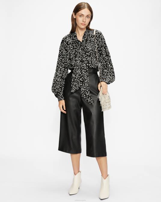 Ted Baker mujer 2ZFP555 ropa blusa Gaelle con lazo estampado negro