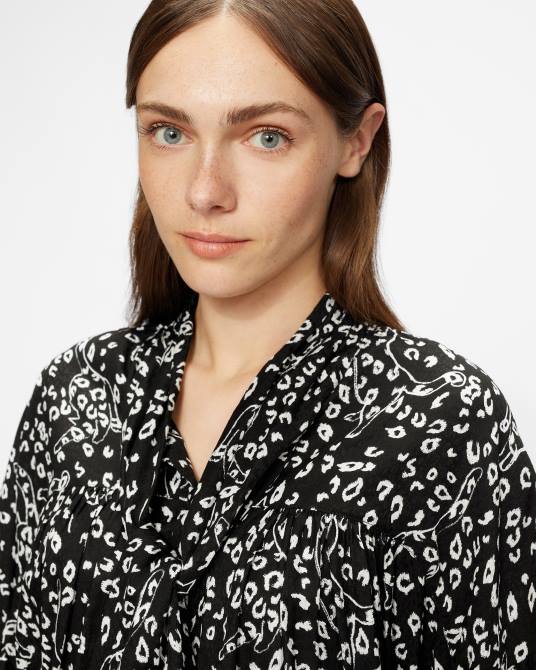 Ted Baker mujer 2ZFP555 ropa blusa Gaelle con lazo estampado negro