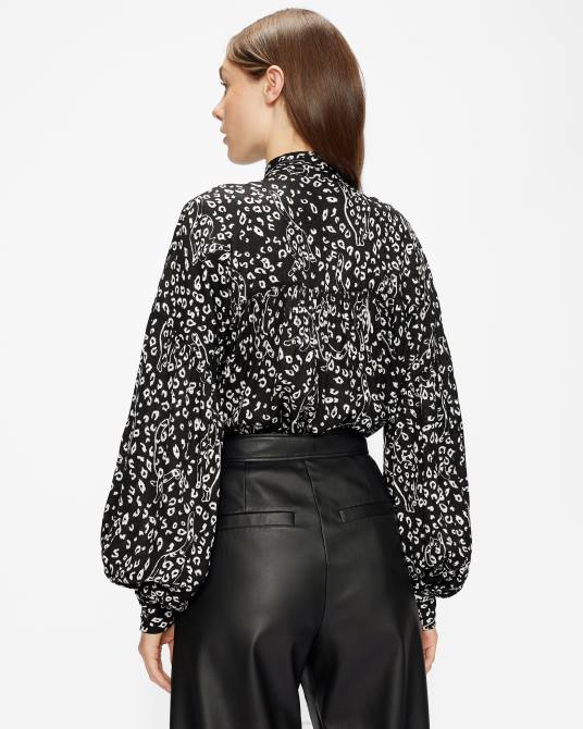 Ted Baker mujer 2ZFP555 ropa blusa Gaelle con lazo estampado negro