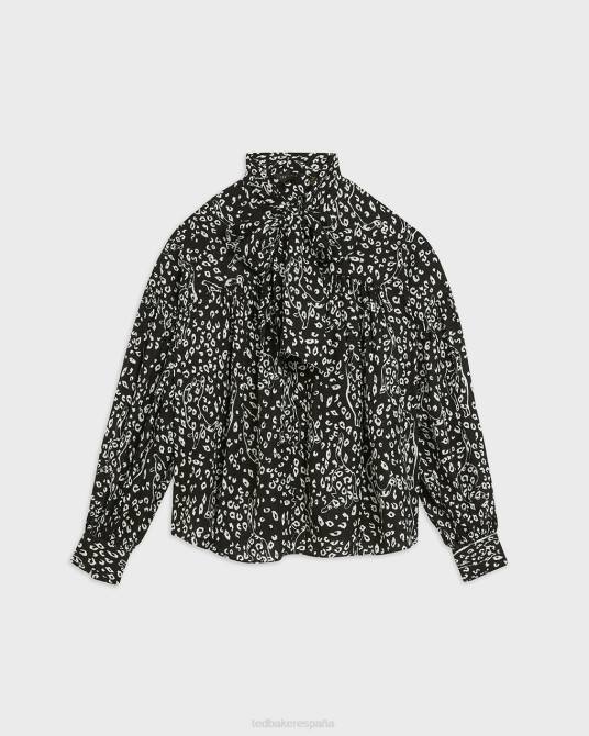 Ted Baker mujer 2ZFP555 ropa blusa Gaelle con lazo estampado negro