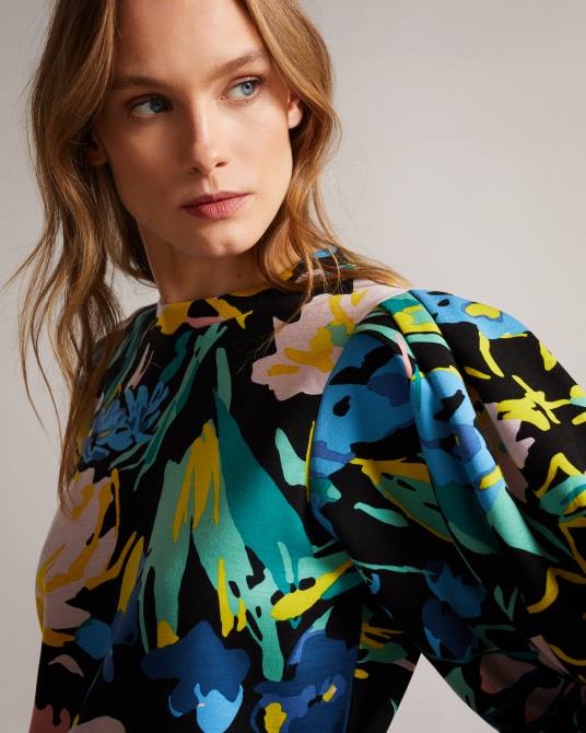 Ted Baker mujer 2ZFP574 ropa suéter ragnila floral con mangas grandes negro