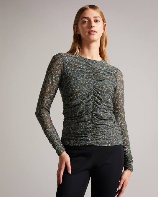 Ted Baker mujer 2ZFP575 ropa top de punto con parte delantera fruncida de savannn negro