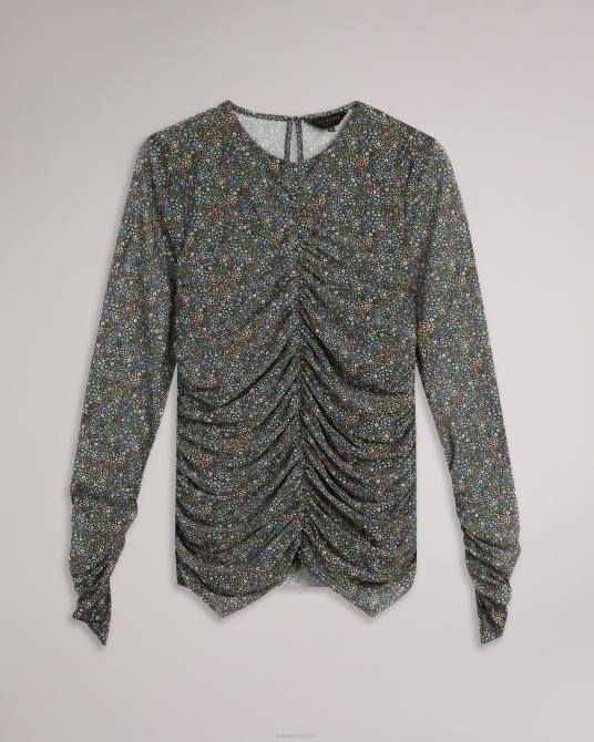 Ted Baker mujer 2ZFP575 ropa top de punto con parte delantera fruncida de savannn negro