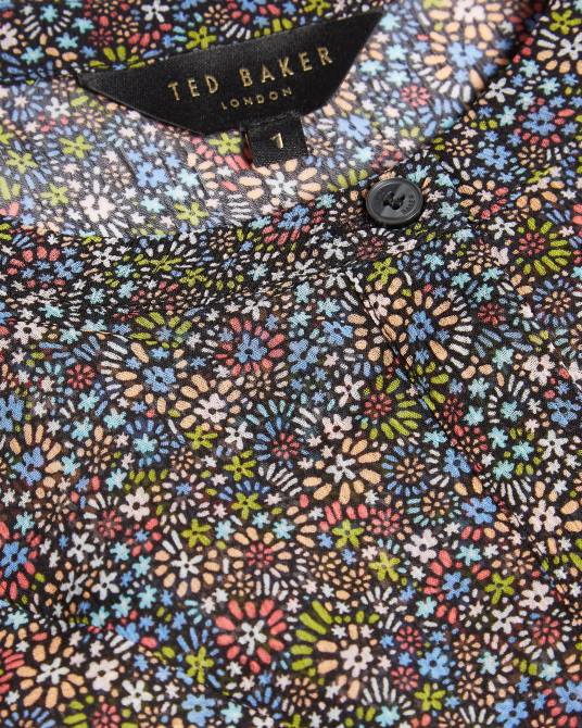 Ted Baker mujer 2ZFP579 ropa Blusa con volantes y estampado retro de Pinku negro