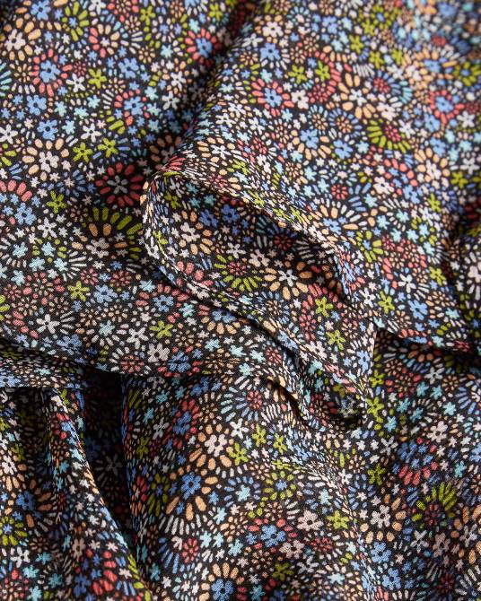 Ted Baker mujer 2ZFP579 ropa Blusa con volantes y estampado retro de Pinku negro