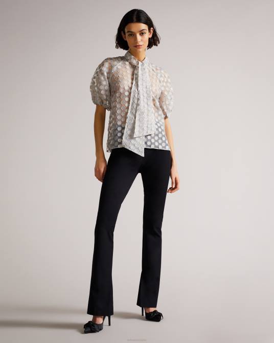 Ted Baker mujer 2ZFP601 ropa blusa caieta de organza con lunares y lazo en el coño blanco