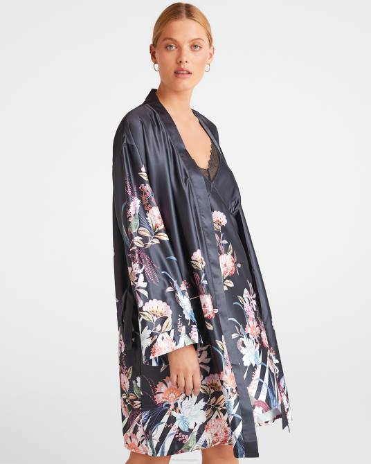 Ted Baker mujer 2ZFP627 ropa bata de satén estampada romsie carbón