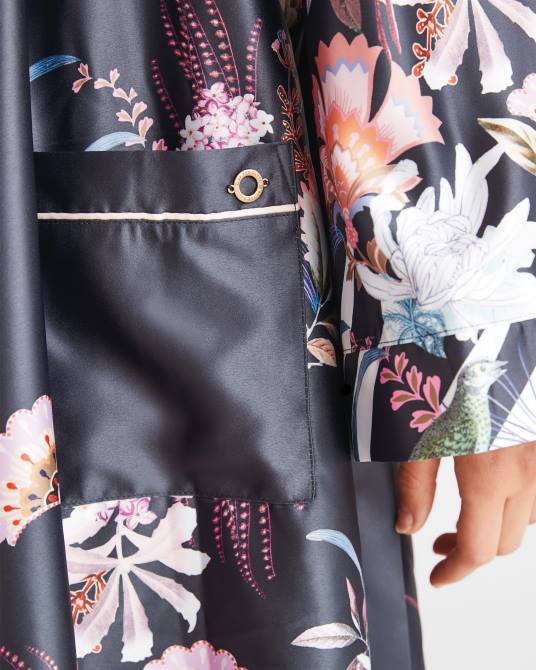 Ted Baker mujer 2ZFP627 ropa bata de satén estampada romsie carbón