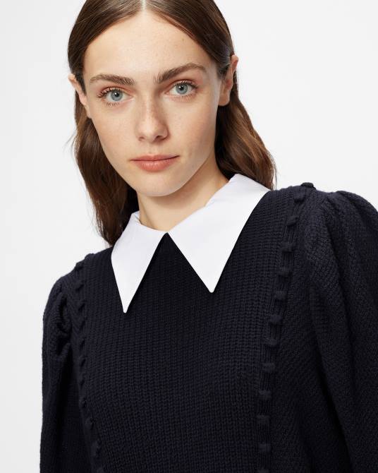 Ted Baker mujer 2ZFP632 ropa jersey de punto aledina con detalle de cuello azul marino oscuro