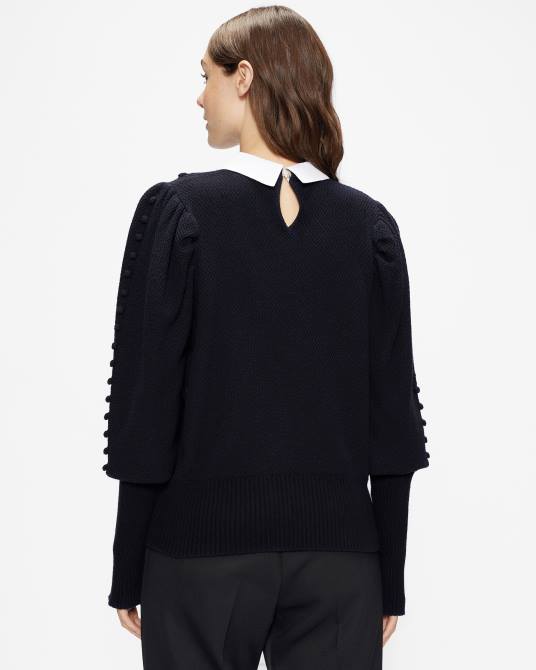 Ted Baker mujer 2ZFP632 ropa jersey de punto aledina con detalle de cuello azul marino oscuro